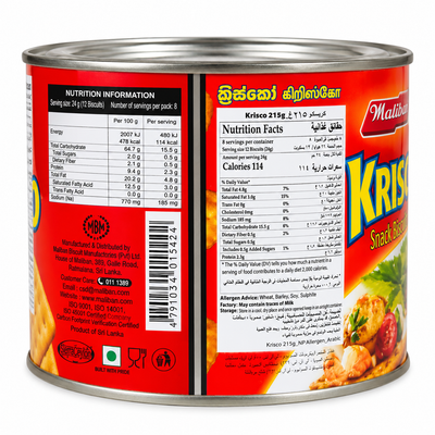 MALIBAN-KRISCO SNACK CRACKERS 215GM